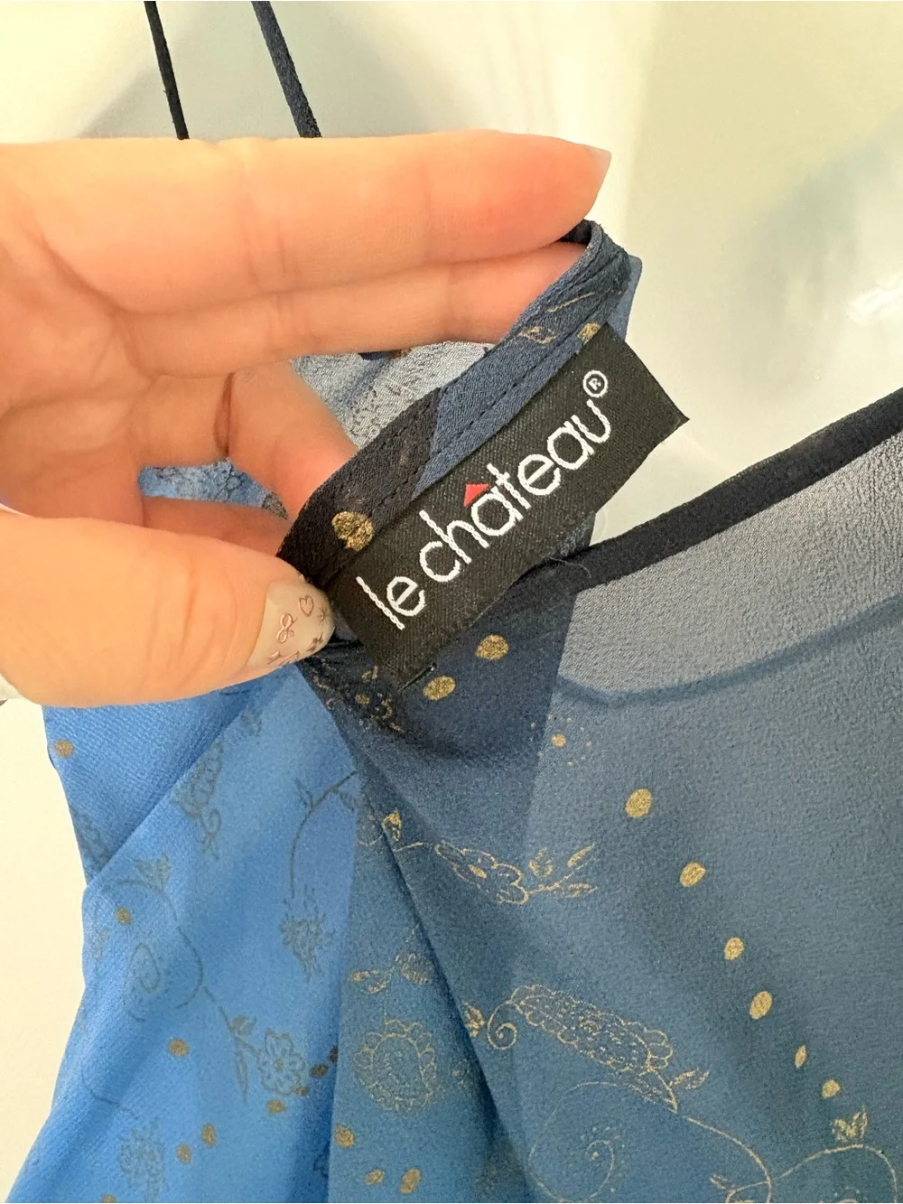 VTG Y2K Le Château Blue Ombre Maxi Slip Dress Fairycore Celestial Prom Gown M - Picture 7 of 7